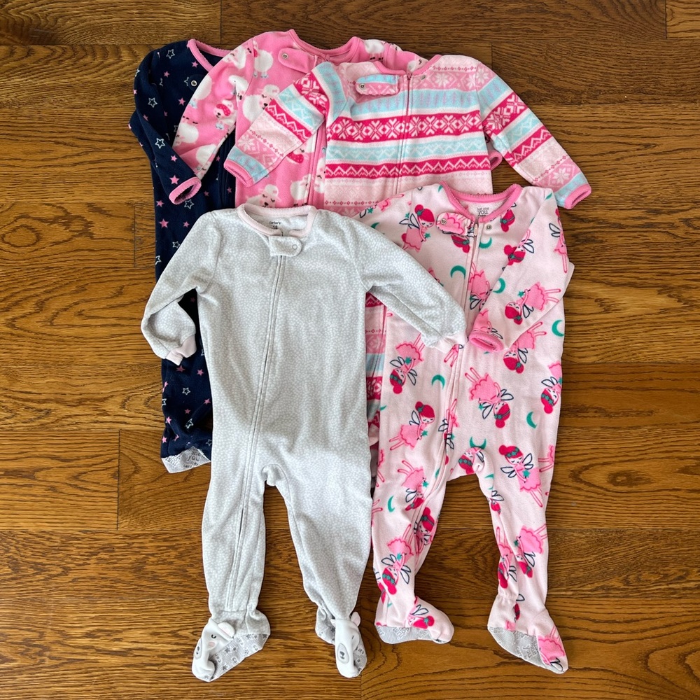 Girls Fleece Sleeper Lot Carters - Size 18M